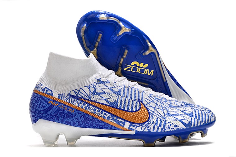 Nike Air Zoom Mercurial Superfly IX Elite FG - bleu blanc or